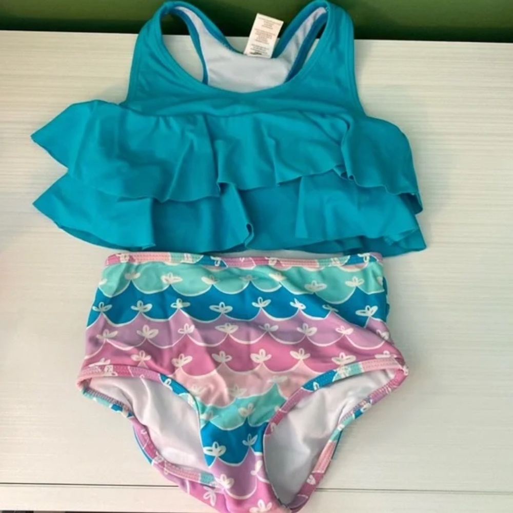 Ruffle Butts Girls 2-piece Mermaid Bathing Suit - Size 4